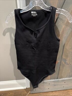 Black Ribbed Tank Bodysuit